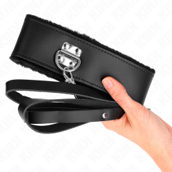 Kink - Collier Avec Ceinture 116 Cm Avec Bracelet En Cuir Noir Ajustable 40-48 Cm X 6 Cm